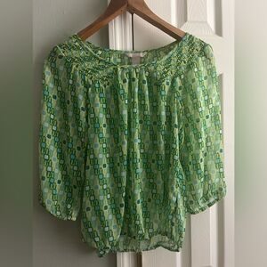 Bright green top. XS